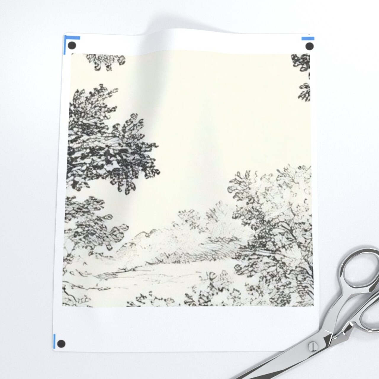 Toile Vintage Landscape Forest Scenery French Toile Rustic Hills Trees Woodland Traditional Custom Printed Fabric by Spoonflower Various Fabrics by the Yard or Fat Quarter